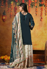 Regal Teal Silk Gharara Set