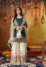 Regal teal silk Gharara Set