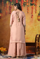 Elegant blush peach sharara set