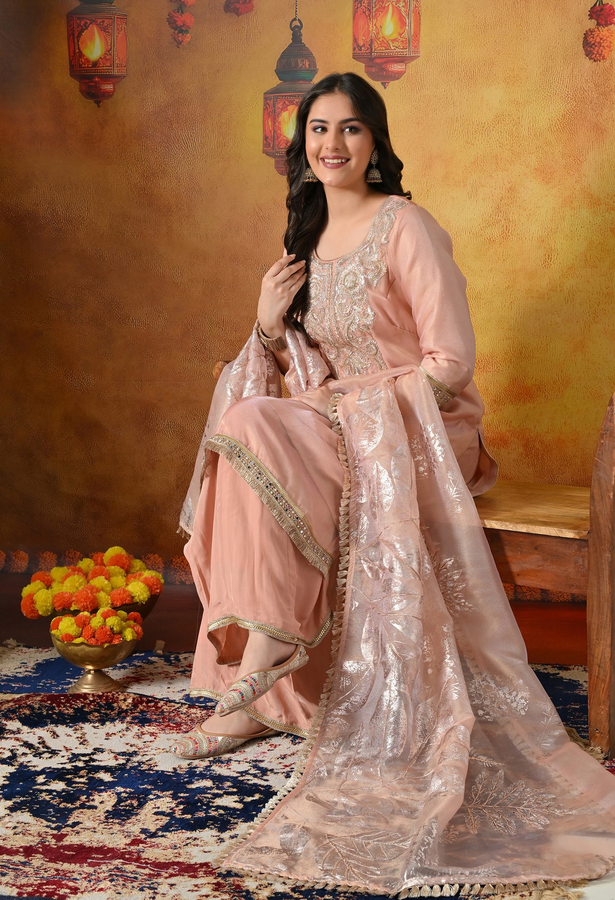 Blush Peach Sharara Set