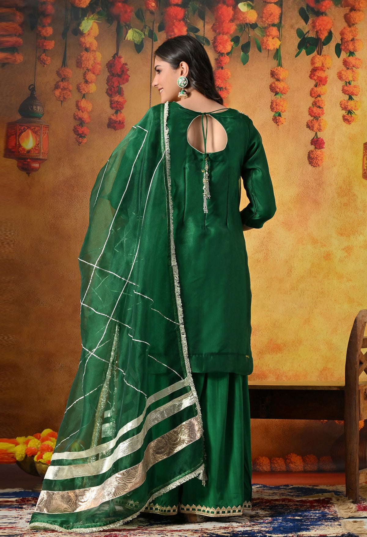 Green Gharara Set