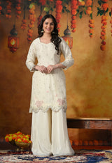 Elegant Ivory White Sharara Set
