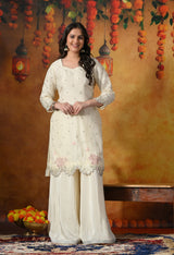 Elegant Ivory White Sharara Set