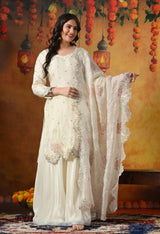 Elegant Ivory White Sharara Set