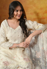Elegant Ivory White Sharara Set