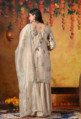 Royal Beige Gharara Set with Gotta, Zardozi and Crystal Work