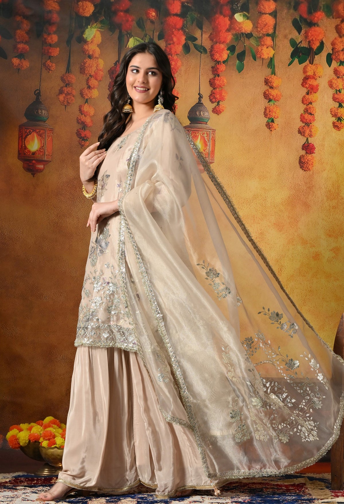 Royal Beige Gharara Set