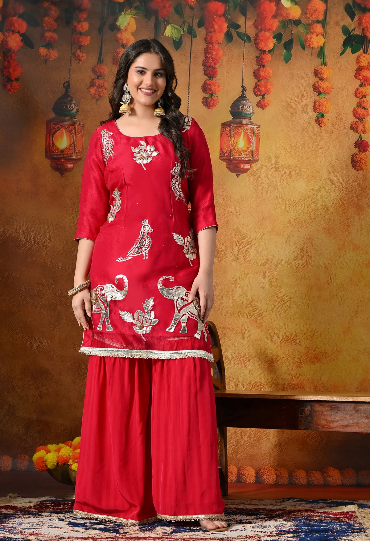 A Graceful Rani Pink Gharara Set