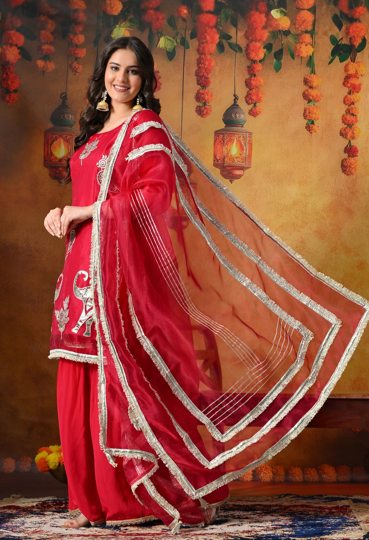A Graceful Rani Pink Gharara Set