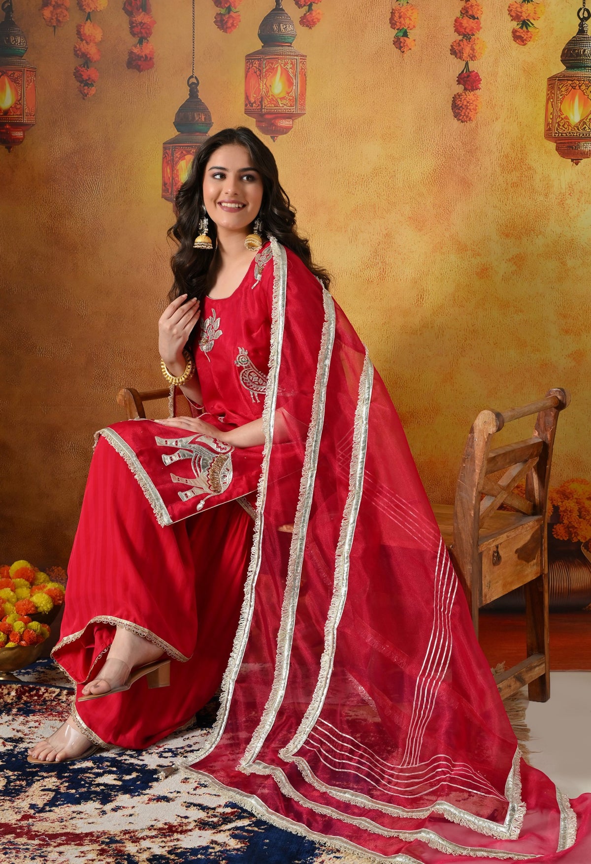 A Graceful Rani Pink Gharara Set