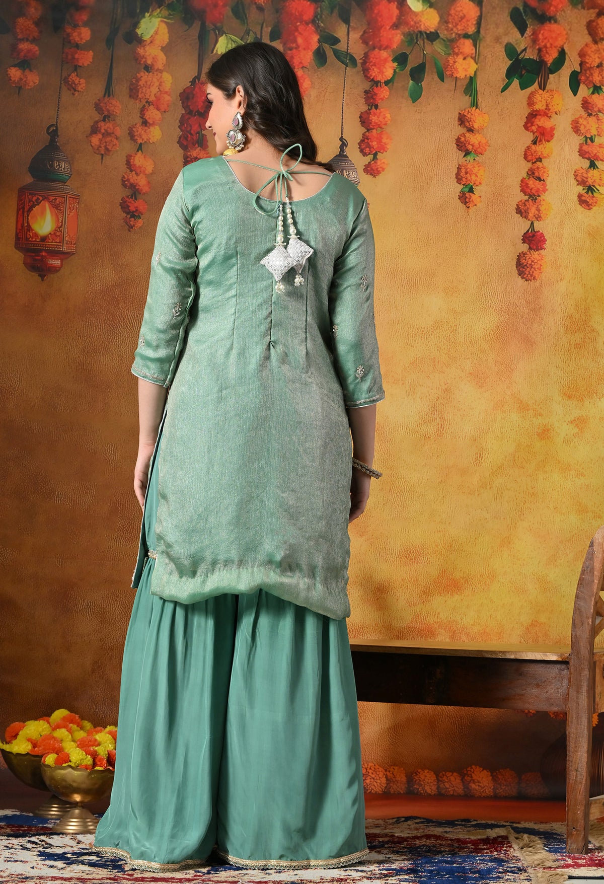 Radiate Mint Green Gharara Set