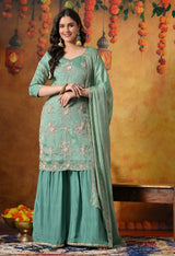 Radiate Mint Green Gharara Set