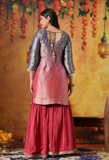 Brick Red and Purple Gharara Suit