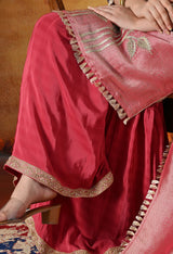 Brick Red and Purple Gharara Suit