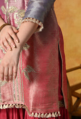 Brick Red and Purple Gharara Suit