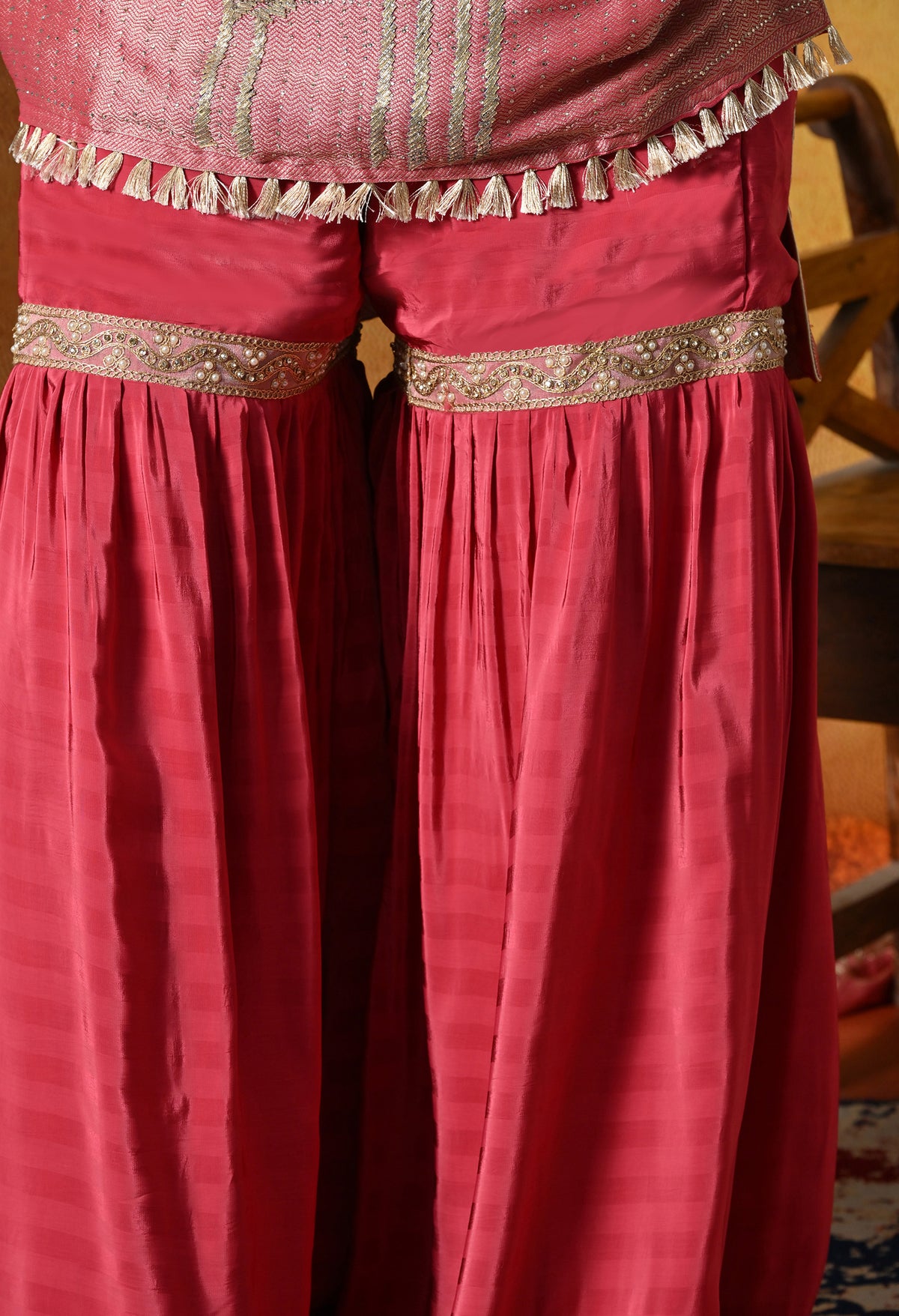 Brick Red and Purple Gharara Suit