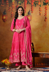 Glamourous Pink Anarkali Set