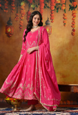 Glamourous Pink Anarkali Set
