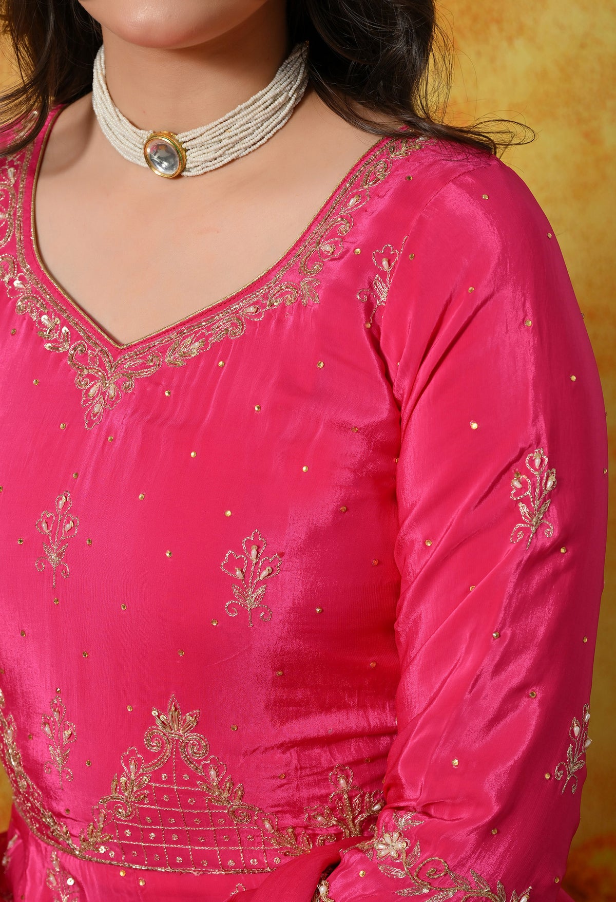 Glamourous Pink Anarkali Set