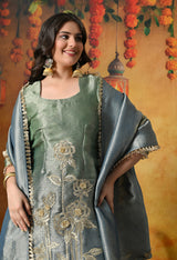 A Stunning Blue and Green Gharara Set