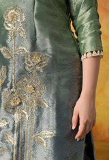 Blue and Green Gharara Set with Gotta and Delicate Crystal Work