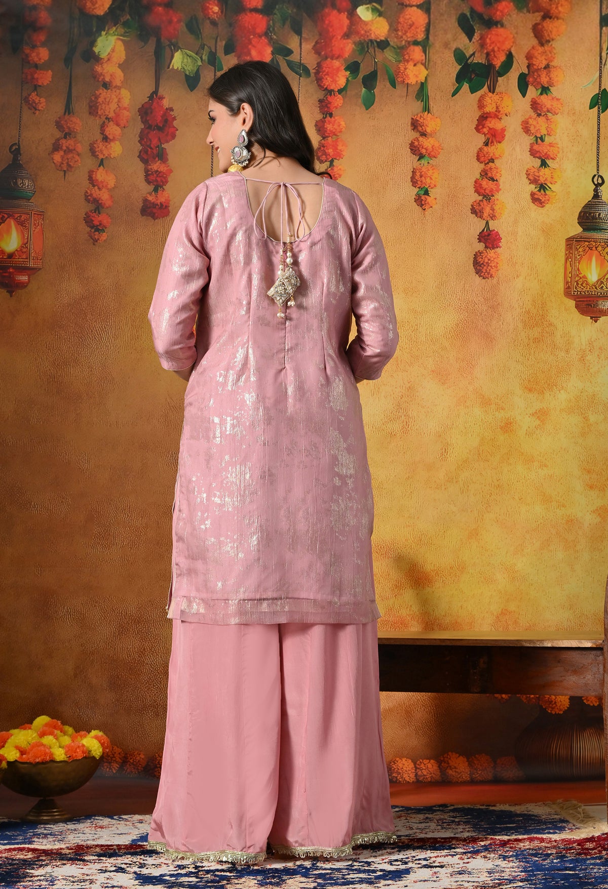 A Graceful Pink Sharara Set