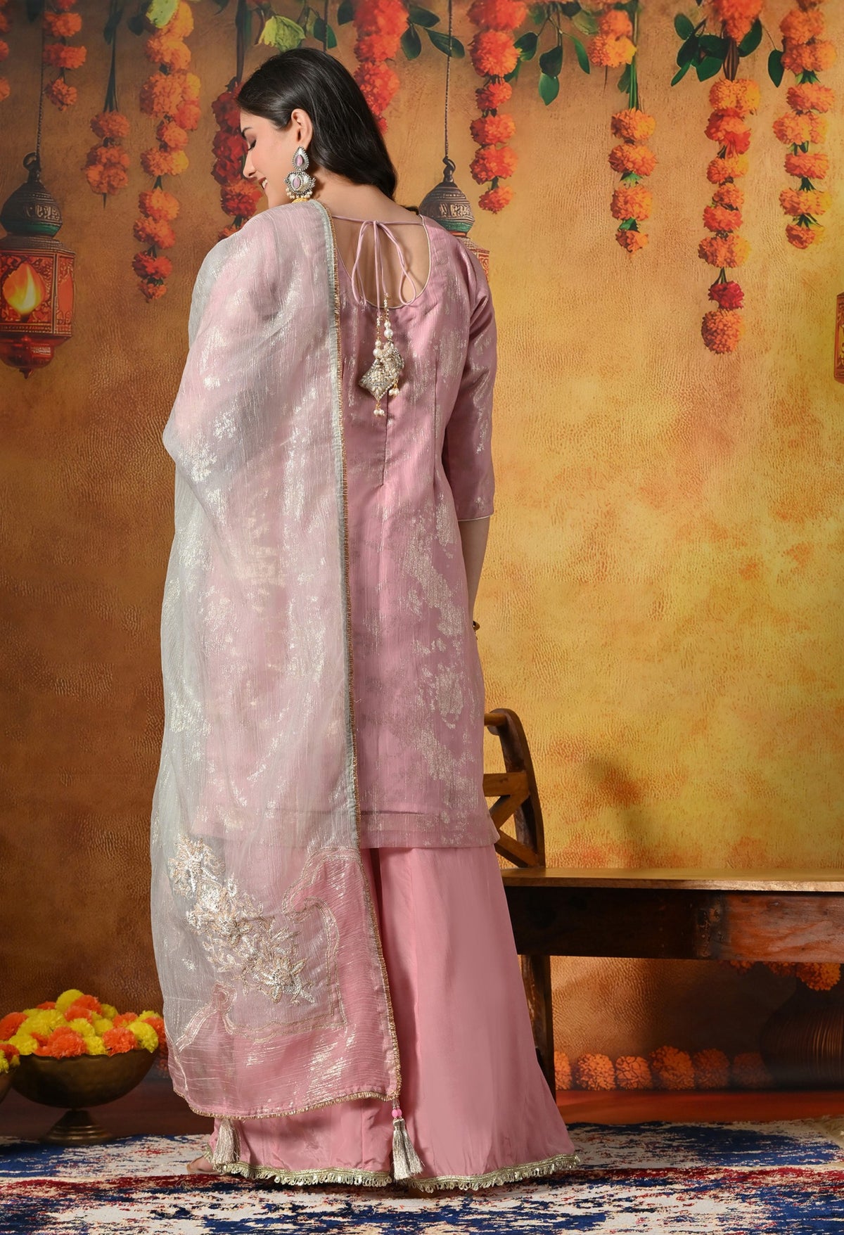 A Graceful Pink Sharara Set