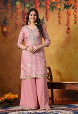A Graceful Pink Sharara Set