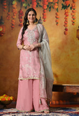 A Graceful Pink Sharara Set