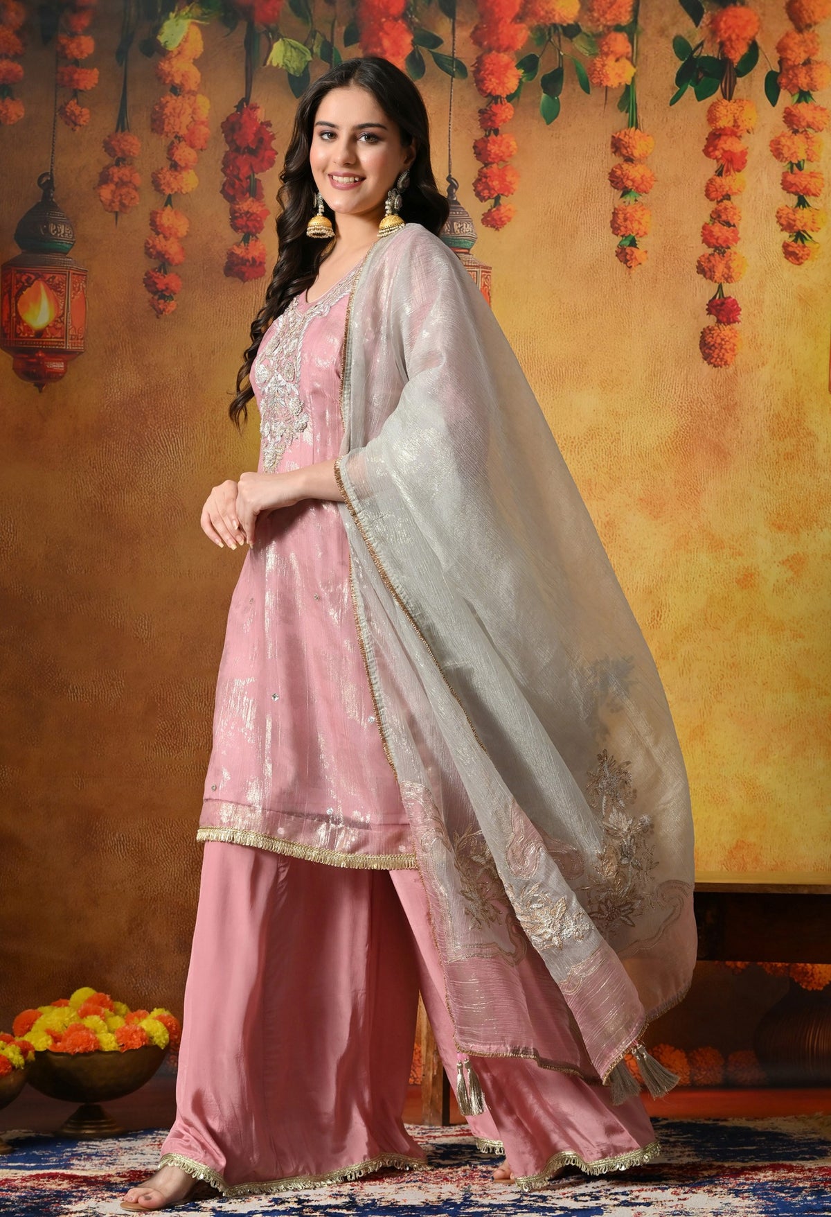 A Graceful Pink Sharara Set