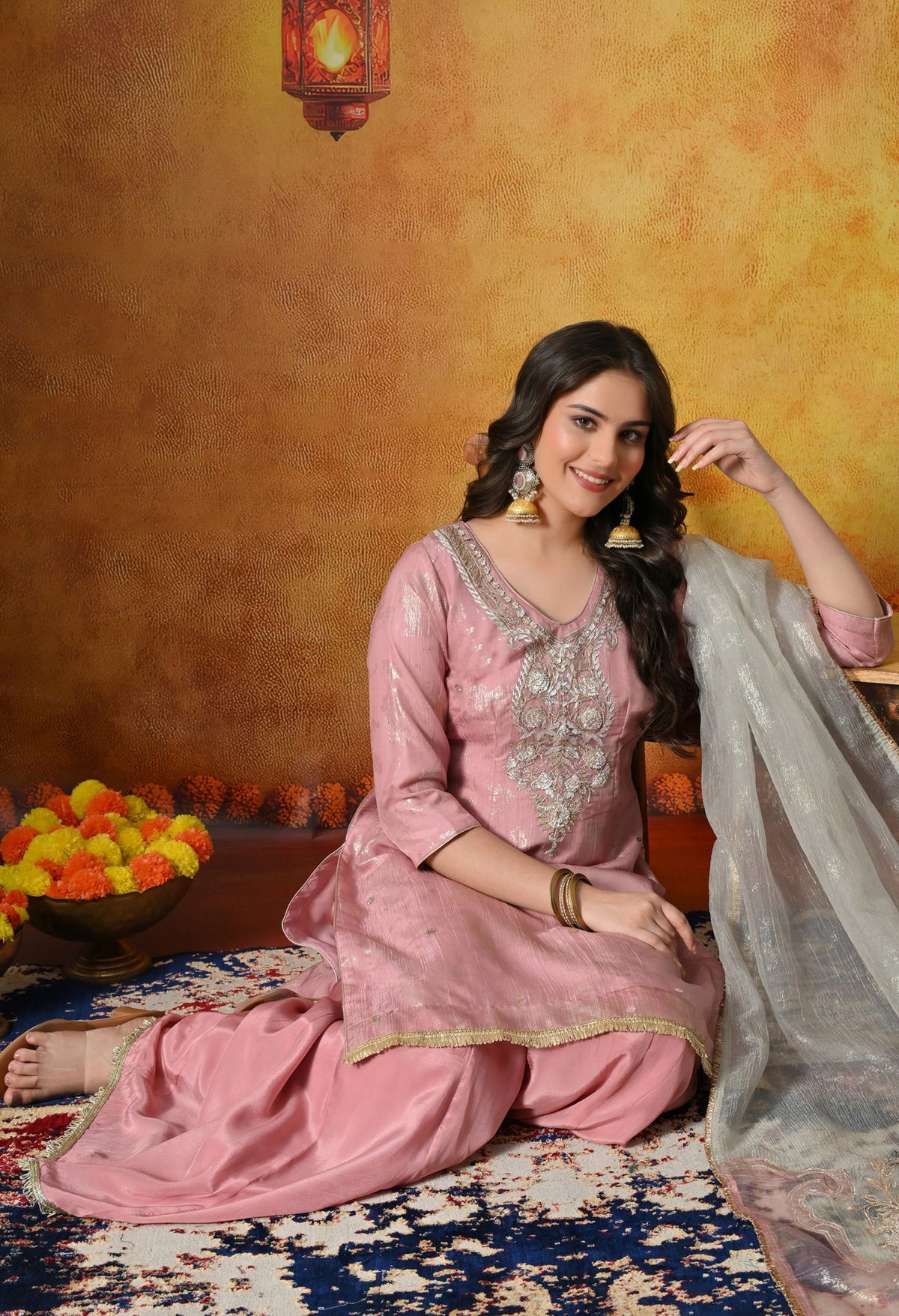 A Graceful Pink Sharara Set