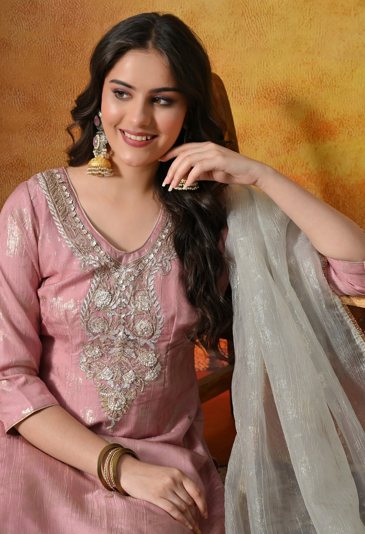 A Graceful Pink Sharara Set