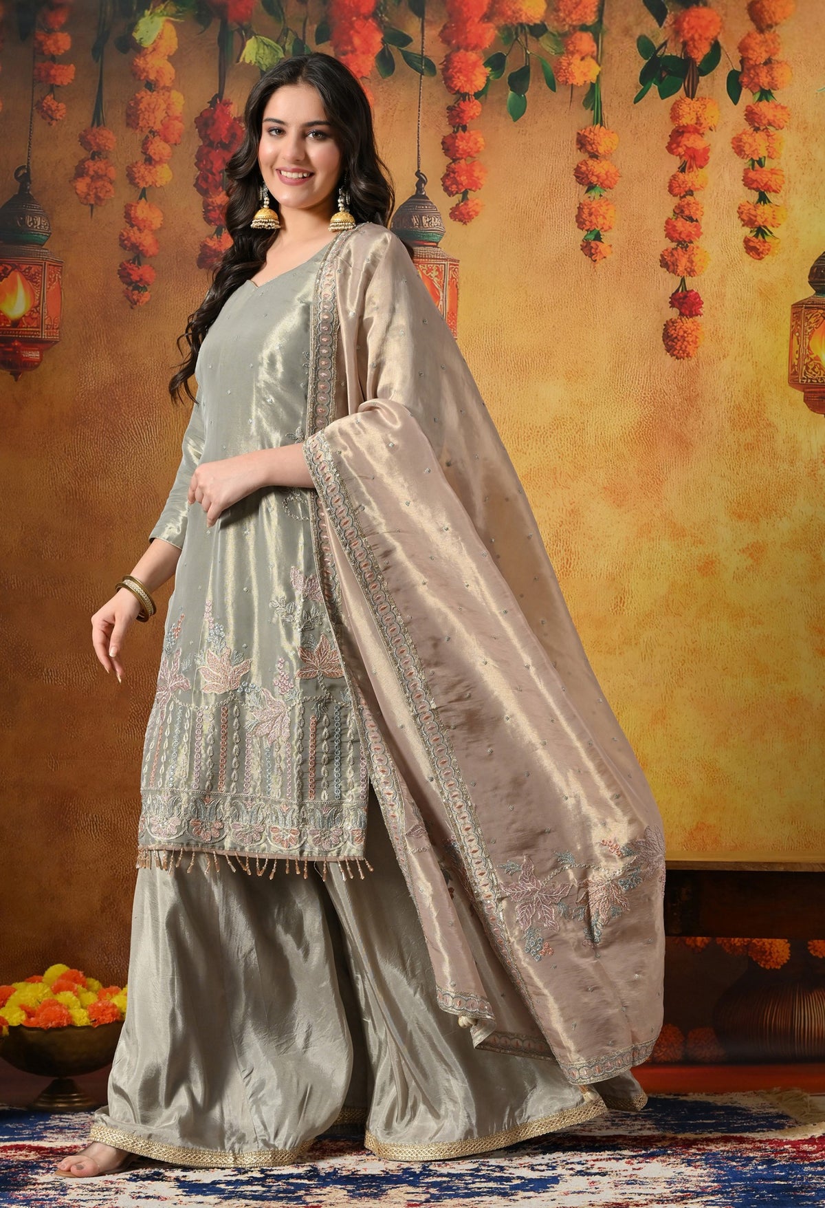 Ehereal Sage Green Sharara Set