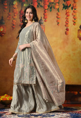 Ehereal Sage Green Sharara Set