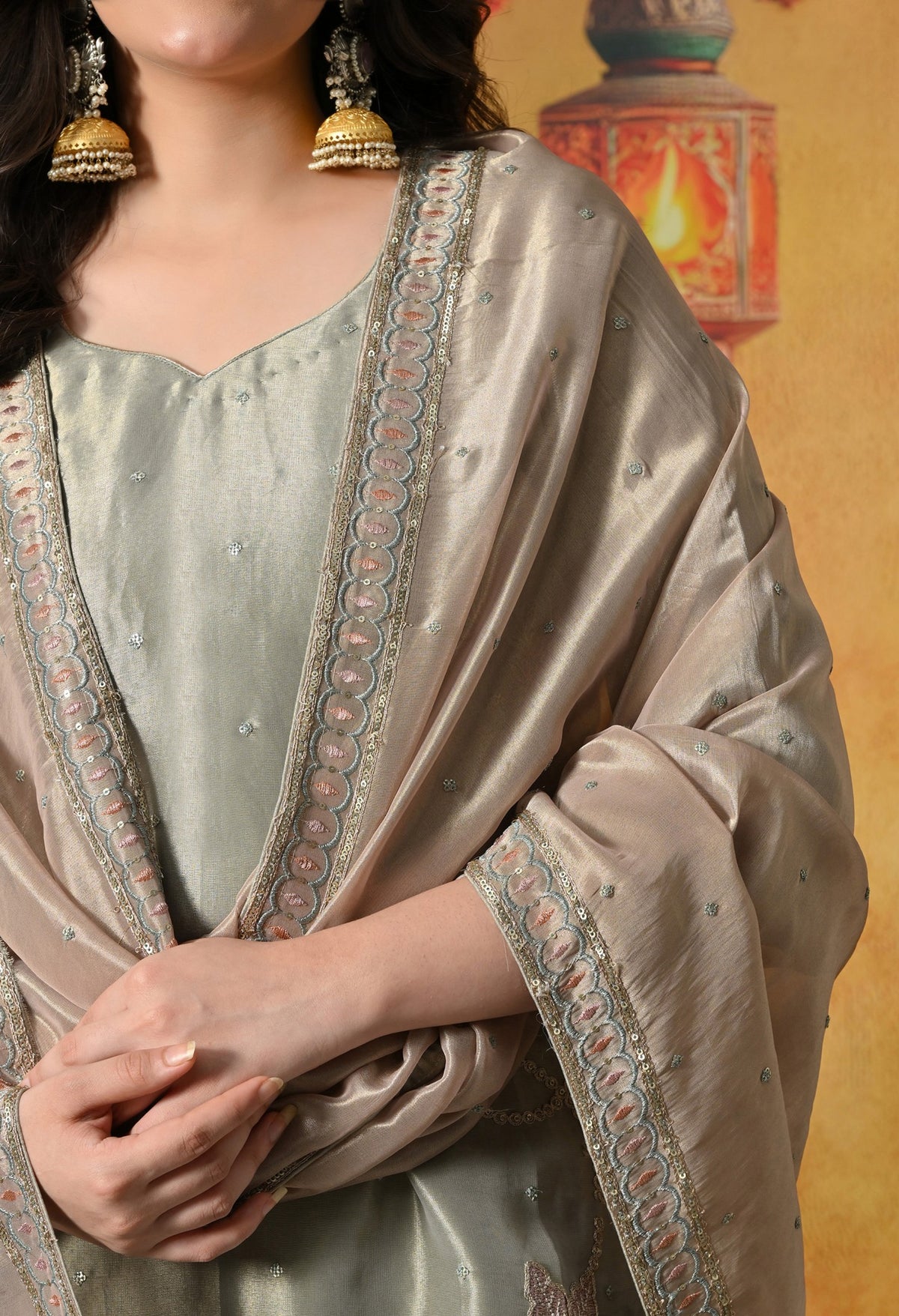 Ehereal Sage Green Sharara Set
