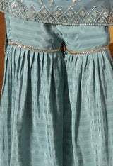 Powder Blue Shimmer Organza Gharara Set