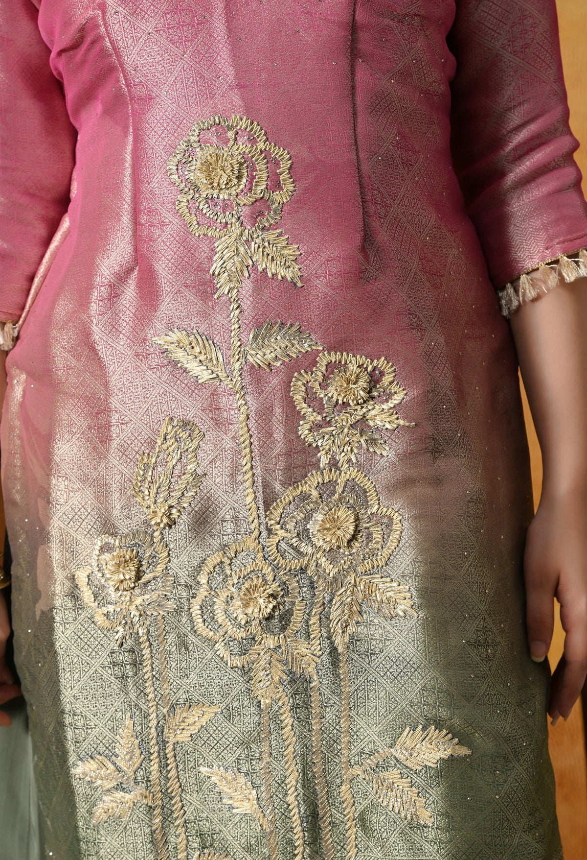 A Vibrant Pink and Green Sharara Set