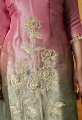 A Vibrant Pink and Green Sharara Set