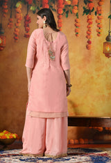 Radiant Peach Crushed Tissue Sharara Set