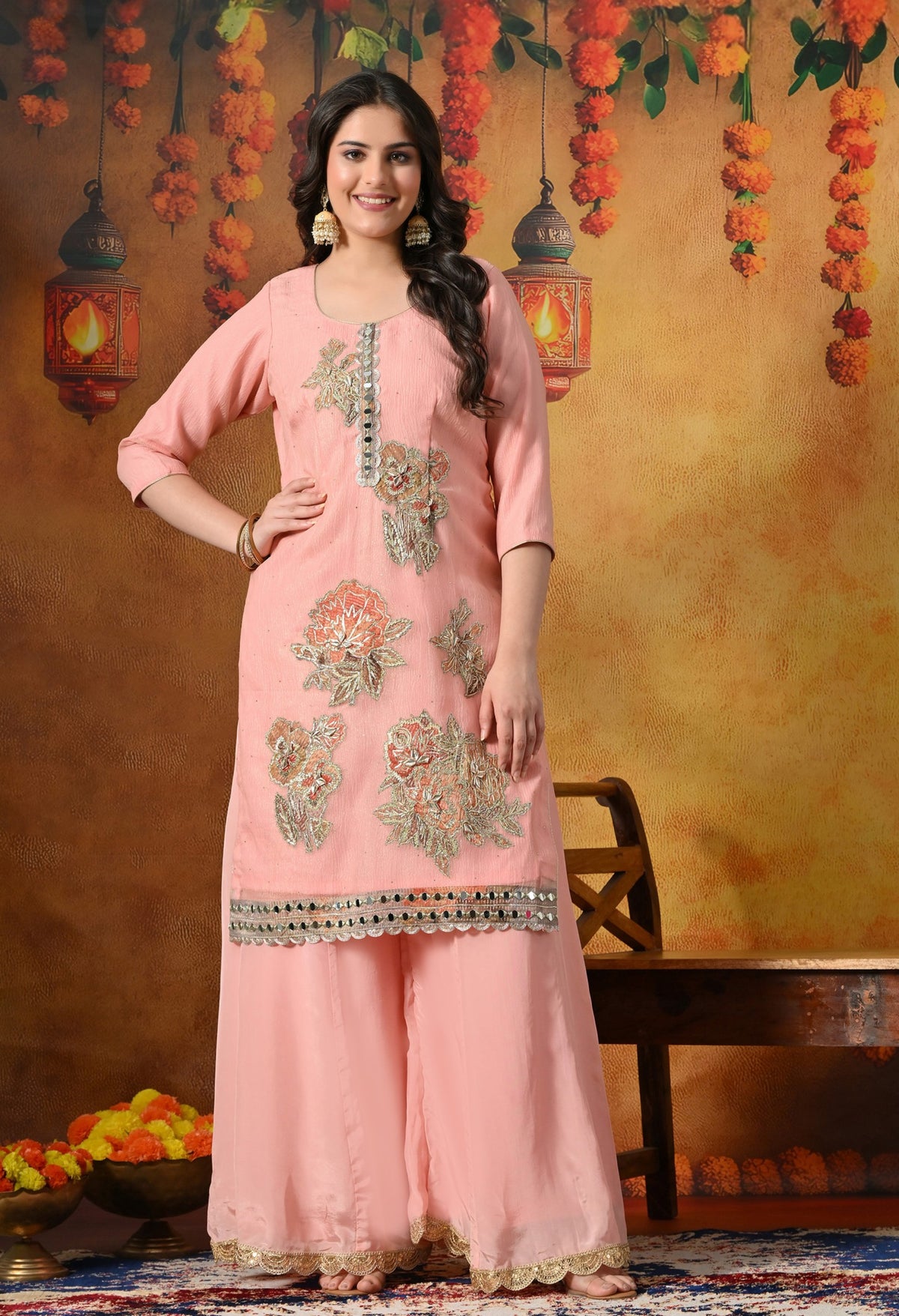 Radiant Peach crushed tissue sharara Se