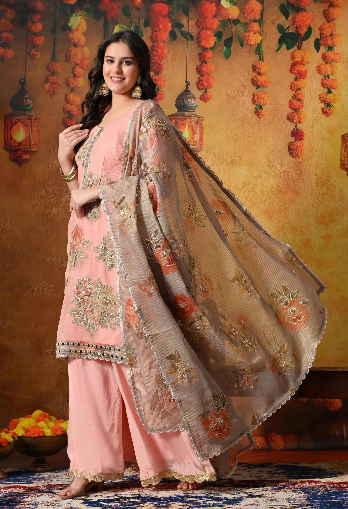 Radiant Peach crushed tissue sharara Se
