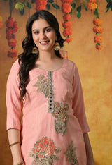 Radiant Peach Crushed Tissue Sharara Set