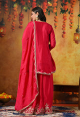 Rani Pink Pure Silk Blend Sharara Set