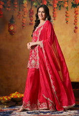 Rani Pink Pure Silk Blend Sharara Set