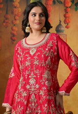 Rani Pink Pure Silk Blend Sharara Set