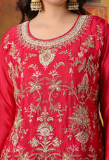 Rani Pink Pure Silk Blend Sharara Set