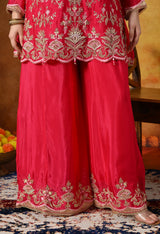 Rani Pink Pure Silk Blend Sharara Set