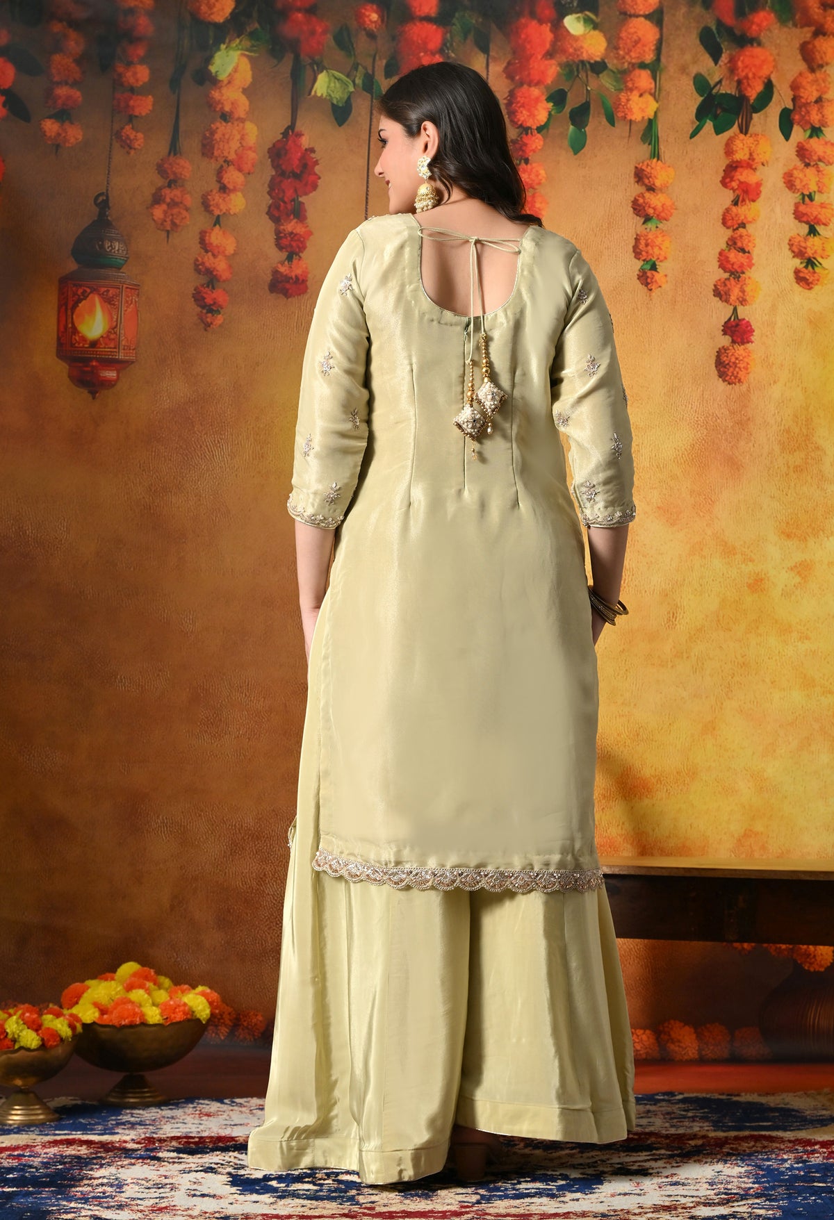 Mesmerizing Green Sharara Set