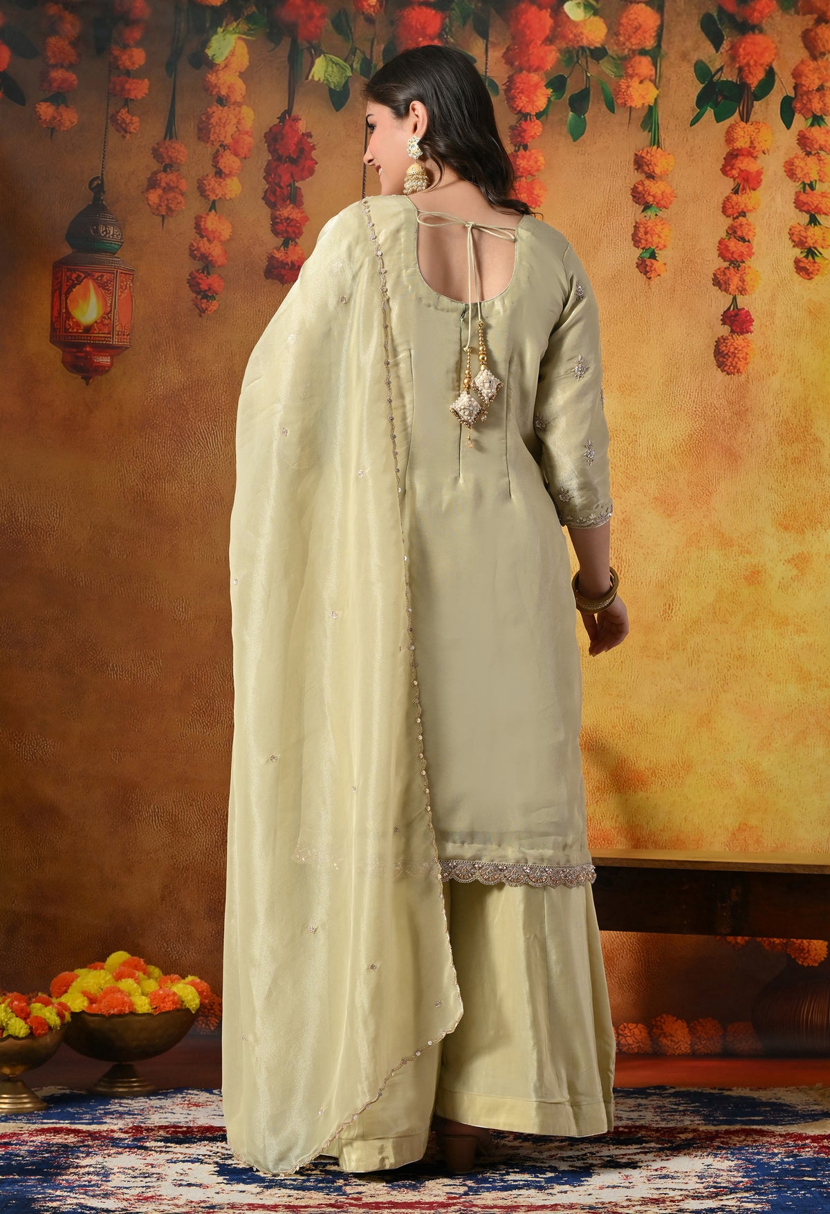 Mesmerizing Green Sharara Set