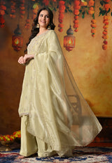 Mesmerizing Green Sharara Set